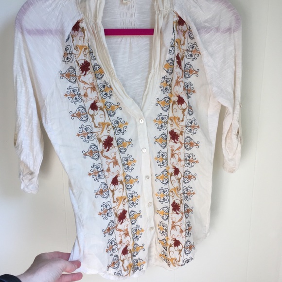 Anthropologie TINY Embroidered Button Down Blouse - Picture 5 of 16